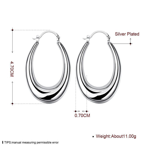 47mm Thick Cut Hoop Earring in 18K White Gold Plated, Earring, ALILY , ALILY   jewelryjewelry deals, swarovski crystal jewelry, groupon jewelry,, jewelry for mom, 