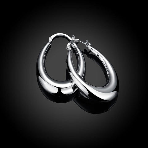 47mm Thick Cut Hoop Earring in 18K White Gold Plated, Earring, ALILY , ALILY   jewelryjewelry deals, swarovski crystal jewelry, groupon jewelry,, jewelry for mom, 