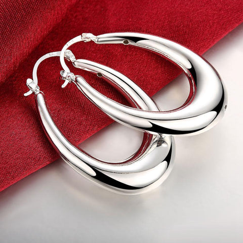 47mm Thick Cut Hoop Earring in 18K White Gold Plated, Earring, ALILY , ALILY   jewelryjewelry deals, swarovski crystal jewelry, groupon jewelry,, jewelry for mom, 
