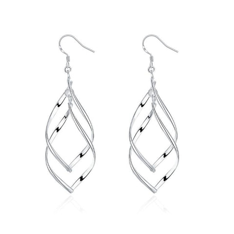 Silver Spiral Hook Earrings Set in 18K White Gold Plated - ALILY  www..com fashion jewelry for women