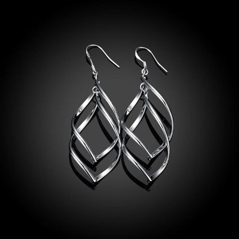 Silver Spiral Hook Earrings Set in 18K White Gold Plated - ALILY  www..com fashion jewelry for women