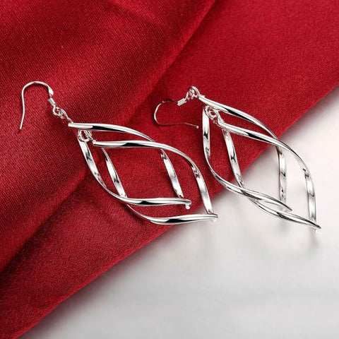 Silver Spiral Hook Earrings Set in 18K White Gold Plated - ALILY  www..com fashion jewelry for women