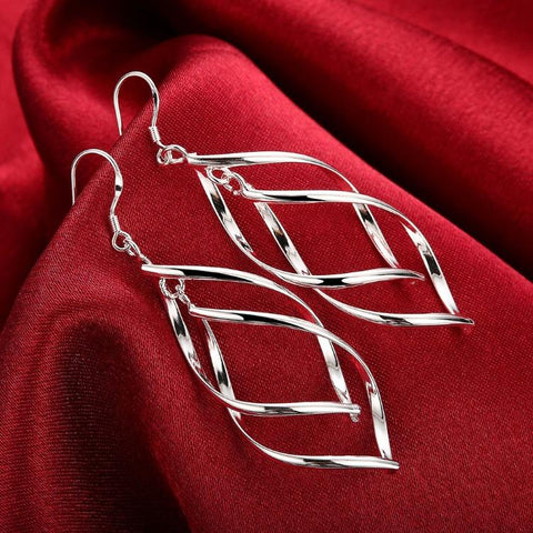 Silver Spiral Hook Earrings Set in 18K White Gold Plated - ALILY  www..com fashion jewelry for women