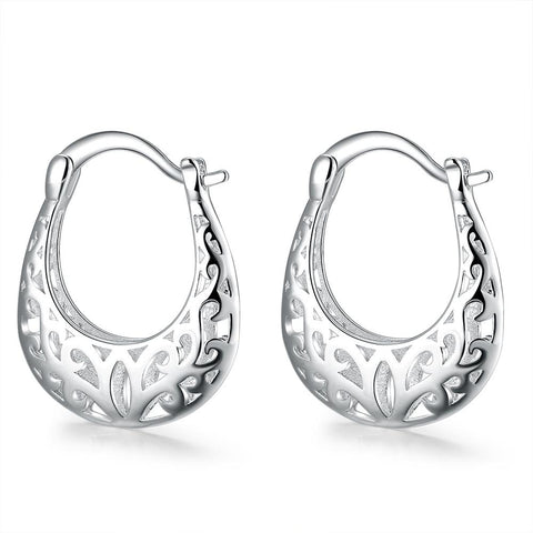 Filigree Leverback French Lock Earringin 18K White Gold Plated, Earring, ALILY , ALILY   jewelryjewelry deals, swarovski crystal jewelry, groupon jewelry,, jewelry for mom, 