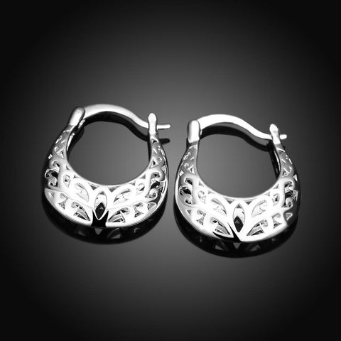 Filigree Leverback French Lock Earringin 18K White Gold Plated, Earring, ALILY , ALILY   jewelryjewelry deals, swarovski crystal jewelry, groupon jewelry,, jewelry for mom, 