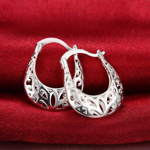 Filigree Leverback French Lock Earringin 18K White Gold Plated, Earring, ALILY , ALILY   jewelryjewelry deals, swarovski crystal jewelry, groupon jewelry,, jewelry for mom, 