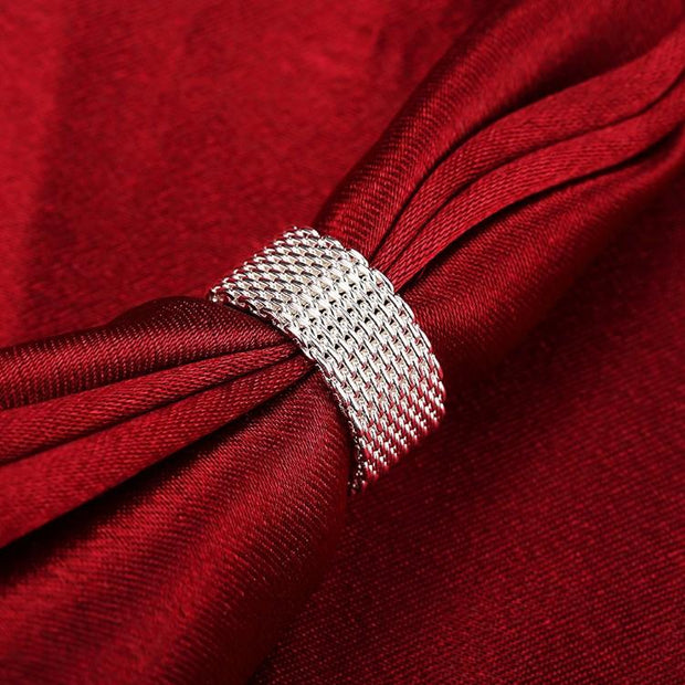Sterling Silver Plated Woven Mesh Ring - ALILY  www..com fashion jewelry for women