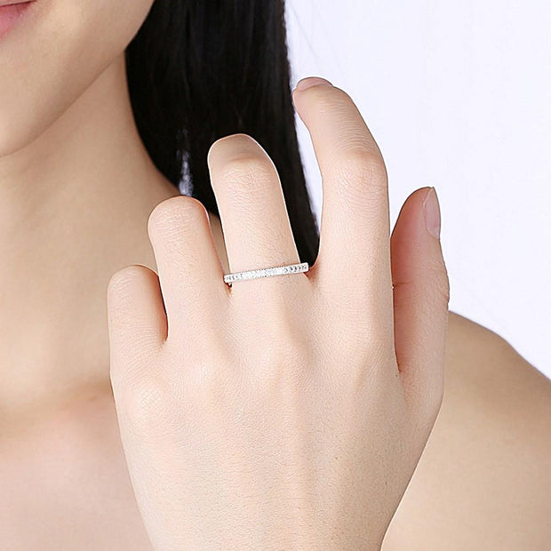 Classic Austrian Crystal Wedding Band Ring Set in 18K White Gold Plated ITALY Design  - ALILY