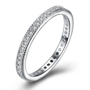 Classic  Crystal Wedding Band Ring Set in 18K White Gold Plated