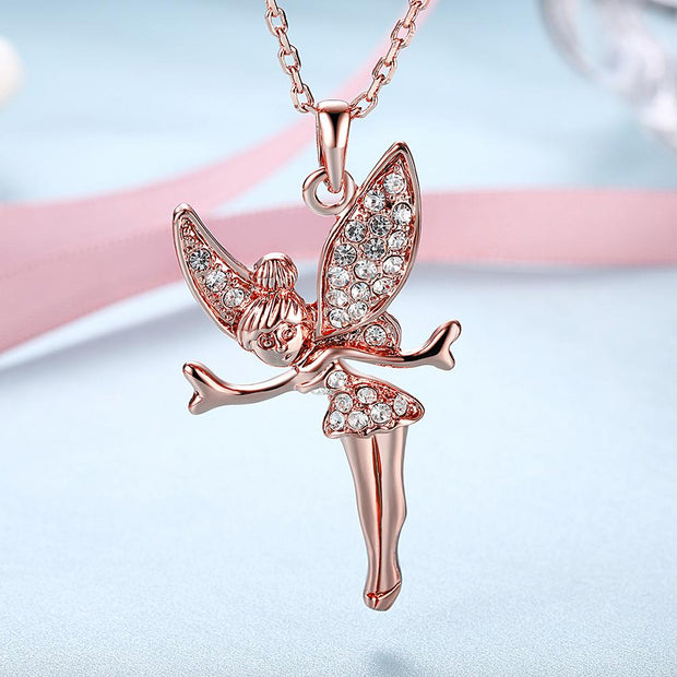 18K Rose Gold Plated Swarovski Elements Flying Angel Necklace, , ALILY , ALILY   jewelryjewelry deals, swarovski crystal jewelry, groupon jewelry,, jewelry for mom, 
