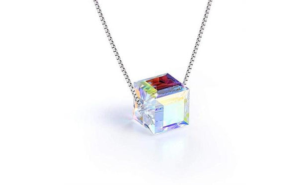 Aurora Borealis Crystal Cube Necklace Made with Swarovski Crystal, , ALILY , ALILY   jewelryjewelry deals, swarovski crystal jewelry, groupon jewelry,, jewelry for mom, 