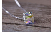 Aurora Borealis Crystal Cube Necklace Made with Swarovski Crystal, , ALILY , ALILY   jewelryjewelry deals, swarovski crystal jewelry, groupon jewelry,, jewelry for mom, 