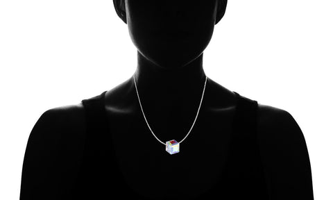 Aurora Borealis Crystal Cube Necklace Made with Swarovski Crystal, , ALILY , ALILY   jewelryjewelry deals, swarovski crystal jewelry, groupon jewelry,, jewelry for mom, 