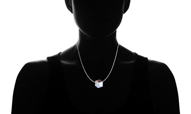 Aurora Borealis Crystal Cube Necklace Made with Swarovski Crystal, , ALILY , ALILY   jewelryjewelry deals, swarovski crystal jewelry, groupon jewelry,, jewelry for mom, 