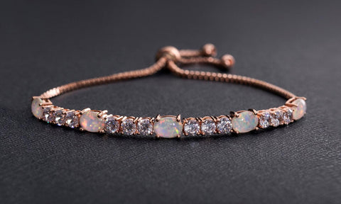 Fiery Opal Tennis Bracelet Made with Swarovski Crystals in Rose Gold, , ALILY , ALILY   jewelryjewelry deals, swarovski crystal jewelry, groupon jewelry,, jewelry for mom, 