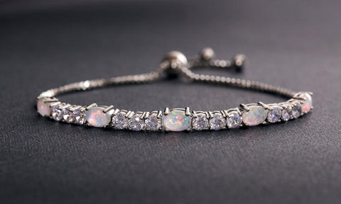 Fiery Opal Tennis Bracelet Made with Swarovski Crystals in Rose Gold, , ALILY , ALILY   jewelryjewelry deals, swarovski crystal jewelry, groupon jewelry,, jewelry for mom, 