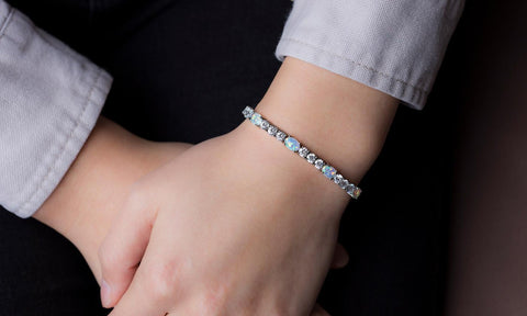 Fiery Opal Tennis Bracelet Made with Swarovski Crystals in Rose Gold, , ALILY , ALILY   jewelryjewelry deals, swarovski crystal jewelry, groupon jewelry,, jewelry for mom, 