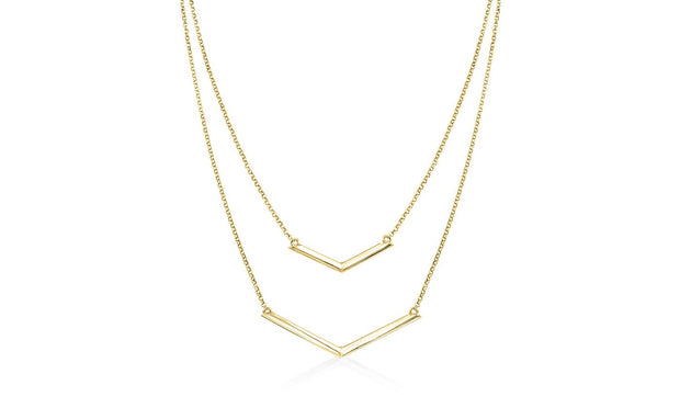 Duo Dangling Chevron Statement Necklace in 18K Gold (Multiple Options), , ALILY , ALILY   jewelryjewelry deals, swarovski crystal jewelry, groupon jewelry,, jewelry for mom, 