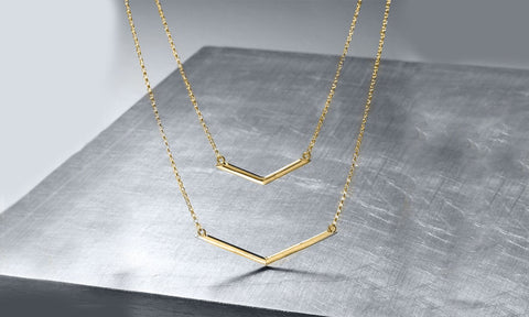 Duo Dangling Chevron Statement Necklace in 18K Gold (Multiple Options), , ALILY , ALILY   jewelryjewelry deals, swarovski crystal jewelry, groupon jewelry,, jewelry for mom, 