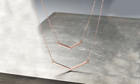 Duo Dangling Chevron Statement Necklace in 18K Gold (Multiple Options), , ALILY , ALILY   jewelryjewelry deals, swarovski crystal jewelry, groupon jewelry,, jewelry for mom, 