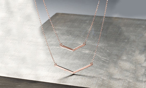 Duo Dangling Chevron Statement Necklace in 18K Gold (Multiple Options), , ALILY , ALILY   jewelryjewelry deals, swarovski crystal jewelry, groupon jewelry,, jewelry for mom, 