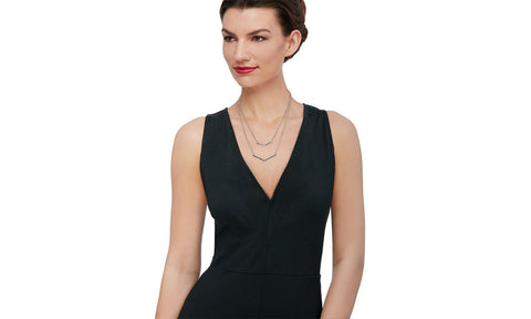 Duo Dangling Chevron Statement Necklace in 18K Gold (Multiple Options), , ALILY , ALILY   jewelryjewelry deals, swarovski crystal jewelry, groupon jewelry,, jewelry for mom, 