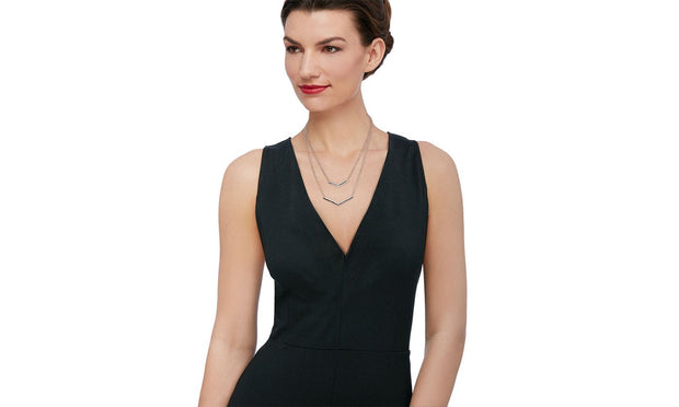 Duo Dangling Chevron Statement Necklace in 18K Gold (Multiple Options), , ALILY , ALILY   jewelryjewelry deals, swarovski crystal jewelry, groupon jewelry,, jewelry for mom, 