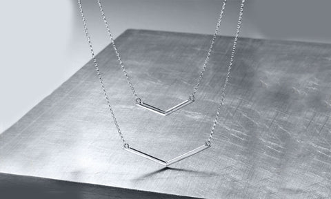 Duo Dangling Chevron Statement Necklace in 18K Gold (Multiple Options), , ALILY , ALILY   jewelryjewelry deals, swarovski crystal jewelry, groupon jewelry,, jewelry for mom, 