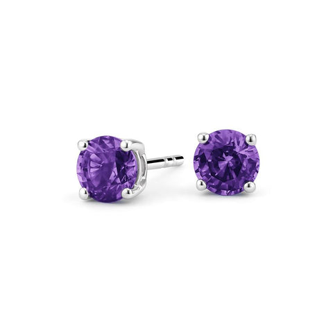 Amethyst Created Swarovski Crystal 6mm Stud Earring 14K White Gold Plated - 1.00 CT, Earring, ALILY , ALILY   jewelryjewelry deals, swarovski crystal jewelry, groupon jewelry,, jewelry for mom, 