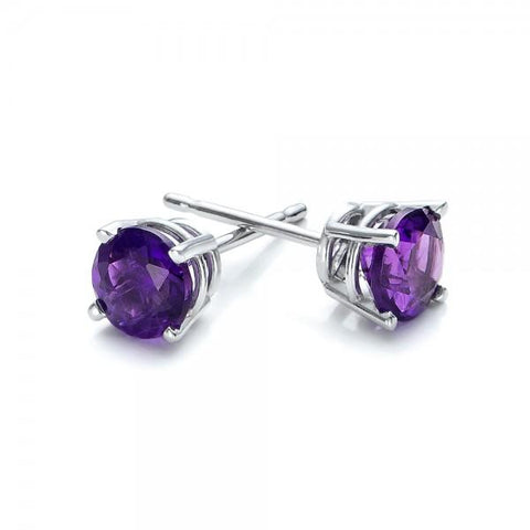 Amethyst Created Swarovski Crystal 6mm Stud Earring 14K White Gold Plated - 1.00 CT, Earring, ALILY , ALILY   jewelryjewelry deals, swarovski crystal jewelry, groupon jewelry,, jewelry for mom, 