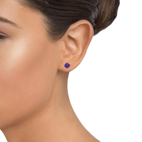Amethyst Created Swarovski Crystal 6mm Stud Earring 14K White Gold Plated - 1.00 CT, Earring, ALILY , ALILY   jewelryjewelry deals, swarovski crystal jewelry, groupon jewelry,, jewelry for mom, 