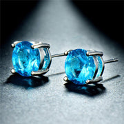 Aquamarine Swarovski Crystal 6mm Stud Earring 14K White Gold Plated - 1.00 CT, Earring, ALILY , ALILY   jewelryjewelry deals, swarovski crystal jewelry, groupon jewelry,, jewelry for mom, 