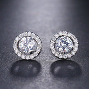 White Halo Stud Earrings in Silver Plating - 2 Options ITALY Design