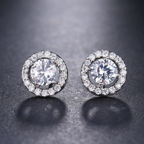 White Halo Stud Earrings in Silver Plating - 2 Options ITALY Design