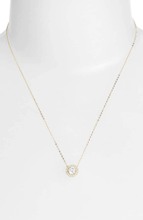 1.00 CT Swarovski Crystal Halo Disc Necklace 18" - 18K Gold Plated, Necklace, ALILY , ALILY   jewelryjewelry deals, swarovski crystal jewelry, groupon jewelry,, jewelry for mom, 