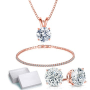 Solitaire Necklace and 4 Prong Earring made With Austrian Crystals with Gift Box - 3 Options Available ITALY Design