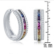 18K Gold Plated Rainbow Swarovski Pav’e Hoop Earrings - 2 Styles, , ALILY , ALILY   jewelryjewelry deals, swarovski crystal jewelry, groupon jewelry,, jewelry for mom, 