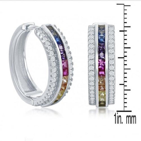 18K Gold Plated Rainbow Swarovski Pav’e Hoop Earrings - 2 Styles, , ALILY , ALILY   jewelryjewelry deals, swarovski crystal jewelry, groupon jewelry,, jewelry for mom, 
