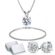 Solitaire Necklace and 4 Prong Earring made With Austrian Crystals with Gift Box - 3 Options Available ITALY Design