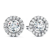 Halo Stud Earring with Adjustable Tennis Bracelet made With Austrian Crystals with Luxe Box - 18K White Gold ITALY Design