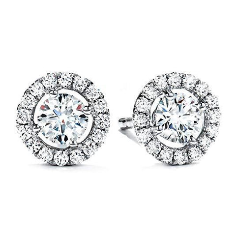 Halo Stud Earring with Adjustable Tennis Bracelet made With Austrian Crystals with Luxe Box - 18K White Gold ITALY Design