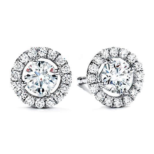 Halo Stud Earring with Adjustable Tennis Bracelet made With Austrian Crystals with Luxe Box - 18K White Gold ITALY Design