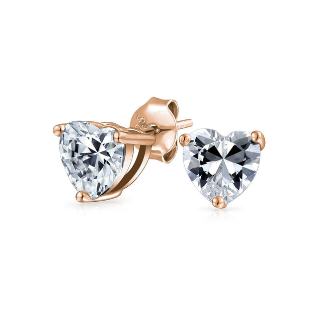 Heart Stud Earrings Made with  Elements in Sterling Silver Plated