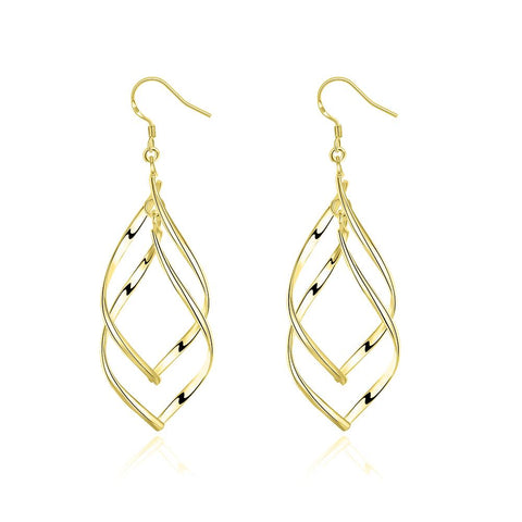 Silver Spiral Hook Earrings Set in 18K White Gold Plated ( 3 Color Available) ITALY Design  - ALILY