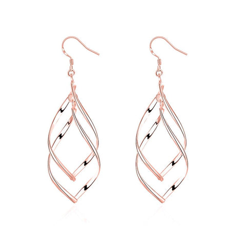 Silver Spiral Hook Earrings Set in 18K White Gold Plated ( 3 Color Available) ITALY Design  - ALILY