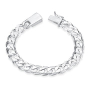 Silver Plated Unisex Curb Chain Italian Bracelet ITALY Design  - ALILY