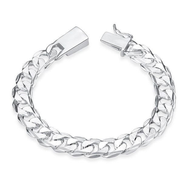 Silver Plated Unisex Curb Chain Italian Bracelet ITALY Design  - ALILY