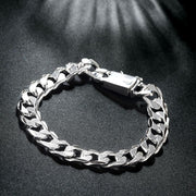 Silver Plated Unisex Curb Chain Italian Bracelet ITALY Design  - ALILY