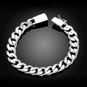Silver Plated Unisex Curb Chain Italian Bracelet ITALY Design  - ALILY