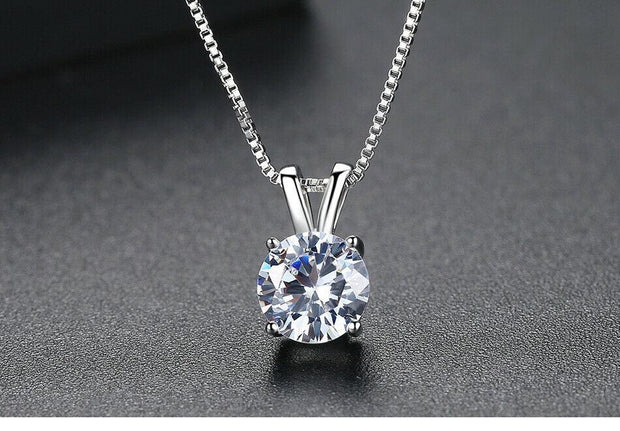 3 CTTW Round Necklace and Earrings Set Made with  Crystals by ALILY